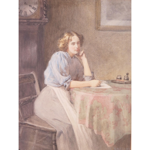 1537 - George Henry Alan Brown (b. 1862), A pensive moment, signed lower right, watercolour, 39 x 29cm