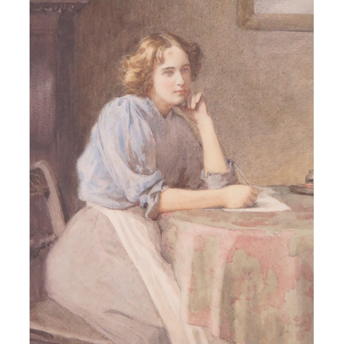 1537 - George Henry Alan Brown (b. 1862), A pensive moment, signed lower right, watercolour, 39 x 29cm