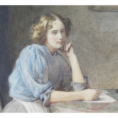 1537 - George Henry Alan Brown (b. 1862), A pensive moment, signed lower right, watercolour, 39 x 29cm