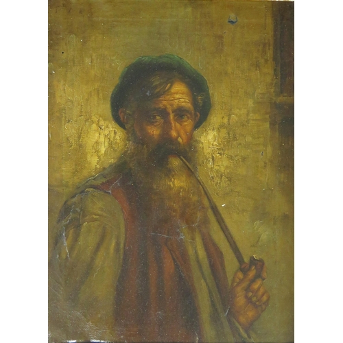 1538A - Attrib. Raffale Frigerio, pair of 19th century oils on canvas depicting men smoking pipes, 38 x 28cm... 