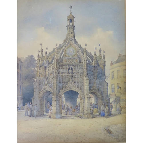 1545 - George de Paris (1829 - 1911) 'Chichester Cross' 1892, watercolour, signed, gallery label verso, 55x... 