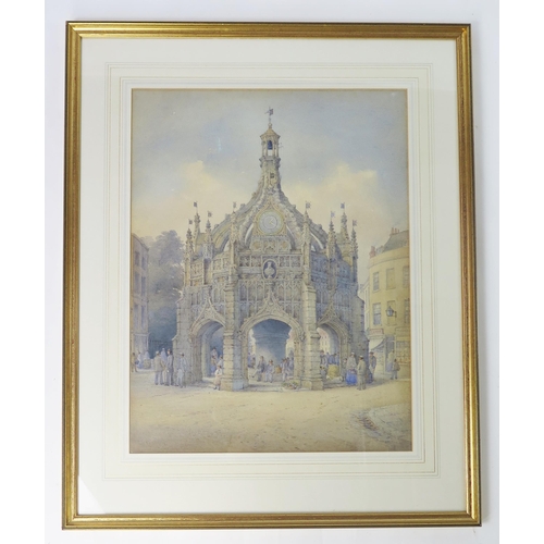 1545 - George de Paris (1829 - 1911) 'Chichester Cross' 1892, watercolour, signed, gallery label verso, 55x... 