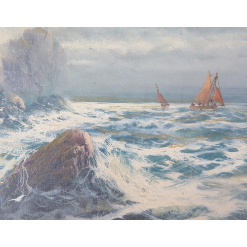 1548B - Frank Hider (1861 -  1933) British seascape and landscape painter, 'High Tide on the Cornish Coast',... 