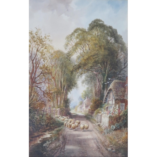 1549 - C J Keats (19th/20th century), 'A Sussex Village', watercolour, signed lower left, gallery label ver... 