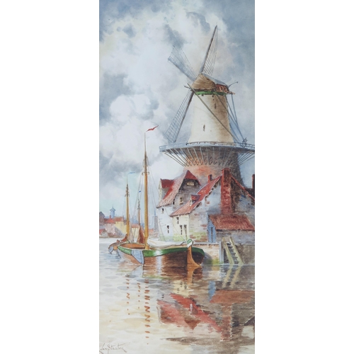 1551 - Louis van Staaten (Dutch 1836-1909), A Pair of Dutch canal scenes, watercolours, signed, 65 x 29cm, ... 