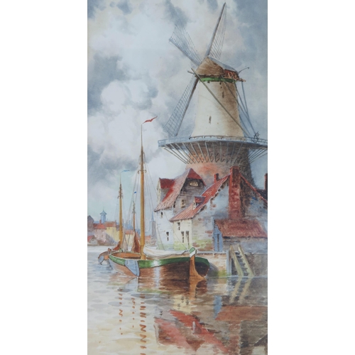 1551 - Louis van Staaten (Dutch 1836-1909), A Pair of Dutch canal scenes, watercolours, signed, 65 x 29cm, ... 