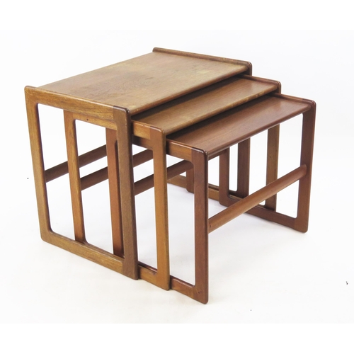 872 - A Mogens Kold for Danish Control Nest of Three Teak Tables, largest 58(w)x50(h)x40(d)cm