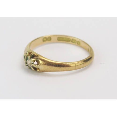 11 - A Victorian 15ct Gold and Old Cut Diamond Solitaire Ring, c.2.75mm stone, size N, Birmingham 1897, m... 