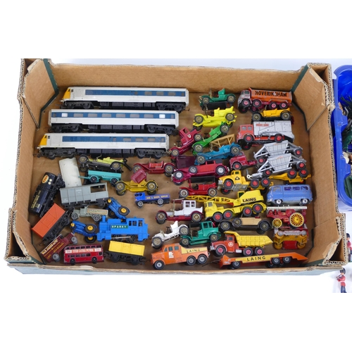 1105 - Collection of Play Worn Matchbox, Tri-ang OO Gauge Trains and Britains etc. plastic animals, trees, ... 