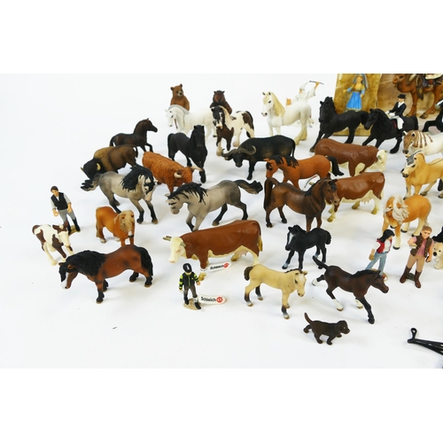 1114 - Schleich Plastic Animals and Figures Collection including a large quantity of horses, cattle, dogs, ... 