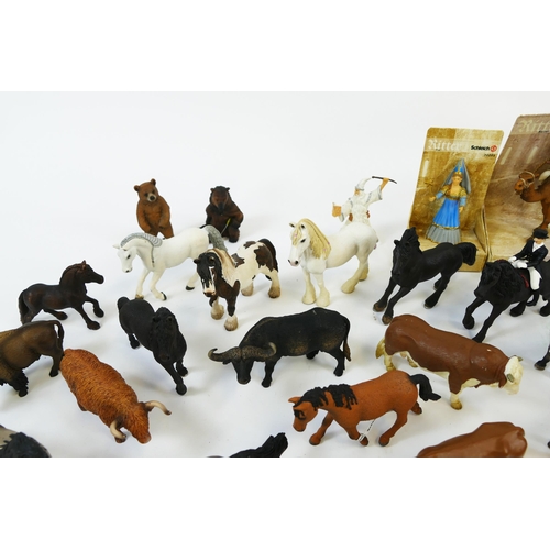 1114 - Schleich Plastic Animals and Figures Collection including a large quantity of horses, cattle, dogs, ... 