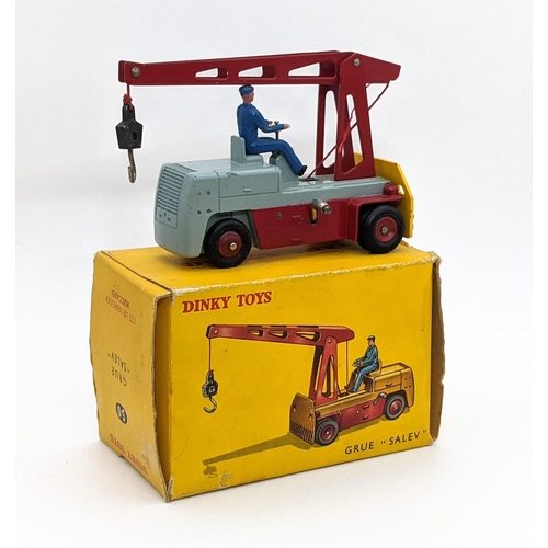 1126 - French Dinky 50 Salev Crane in grey and dark red, yellow front, red hubs - near mint in box