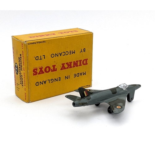 1127 - Dinky 734 Supermarine 'Swift' Fighter Plane in grey and green camo with RAF symbols - near mint in b... 