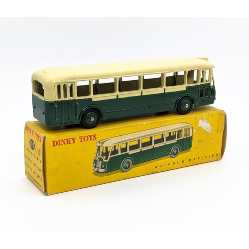 1130 - French Dinky 29D Panhard Paris Autobus in cream and dark green with dark green hubs - near mint in b... 