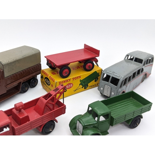 1138 - Dinky Group of 5 Including 429 Trailer in red (boxed), 22c Motor Truck, 30E Breakdown Truck, 29f Obs... 