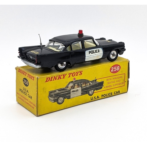 1143 - Dinky 258 Desoto Fireflite USA Police Car with spun hubs - near mint in box