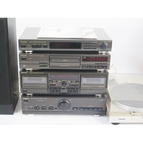 1161 - Technics Hifi including stereo synthersizer tuner ST-GT350, CD player SL-PG380A, cassette deck RS-T3... 