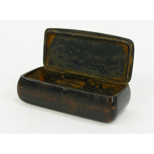 1217 - A 19th century papier mache snuff box of rectangular outline 10cm long.