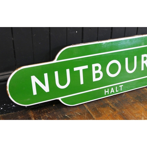 1250 - A British Rail Southern Region station totem sign 'Nutbourne Halt', 93cm wide.