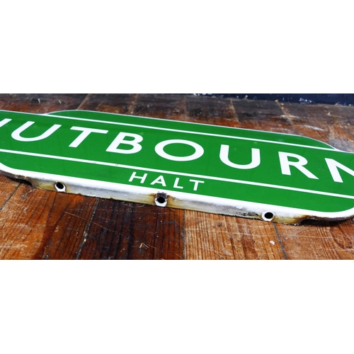 1250 - A British Rail Southern Region station totem sign 'Nutbourne Halt', 93cm wide.