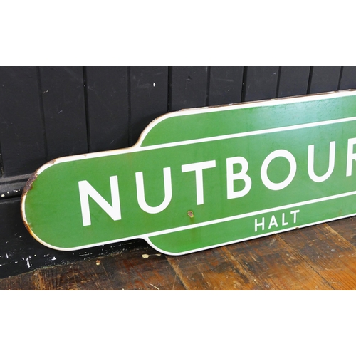 1251 - A British Rail Southern Region station totem sign 'Nutbourne Halt', 93cm wide.