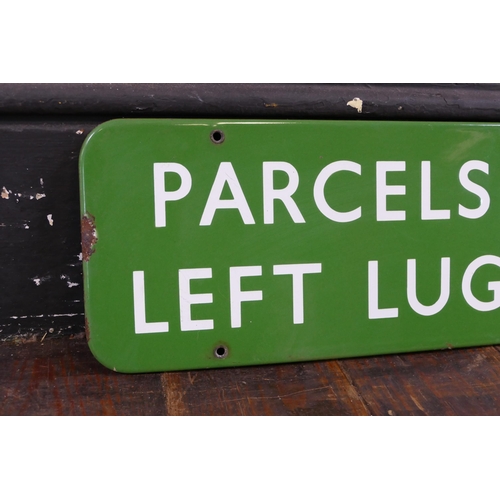 1252 - A British Rail Southern Region station enamel sign 'Parcels and Left Luggage' 46cm wide