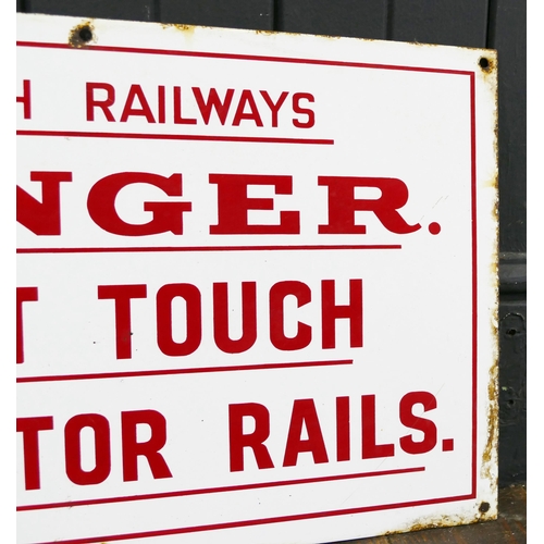 1254 - A British Rail enamel sign 'Danger Don't Touch Conductor Rails', 51cm wide.