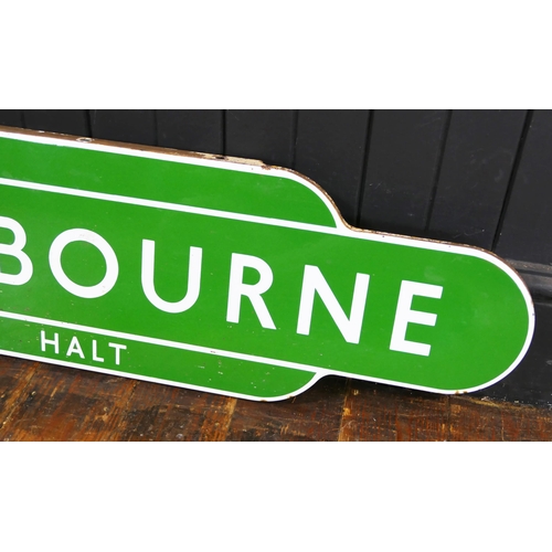 1259 - A British Rail Southern Region station enamel 300totem sign 'Nutbourne Halt', 93cm wide.