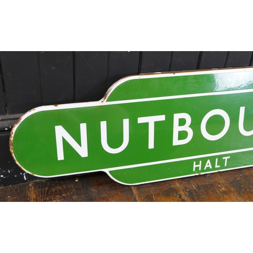 1260 - A British Rail Southern Region station totem sign 'Nutbourne Halt', 93cm wide.