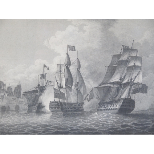 1319B - A monochrome engraving of the Battle of Cape St Vincent, F & G, 49 x 66cm.