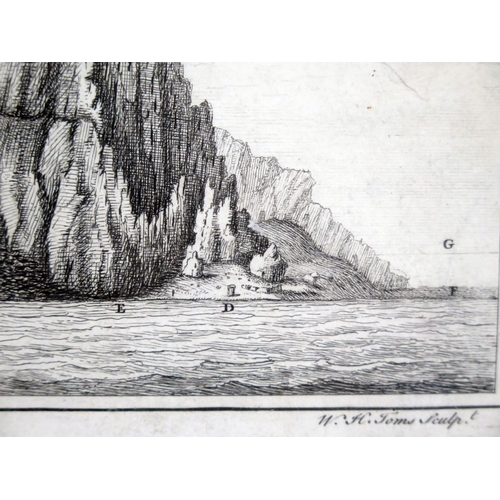 1319C - A monochrome engraving The East View of Gibraltar from the Mediterranean 28 x 93cm