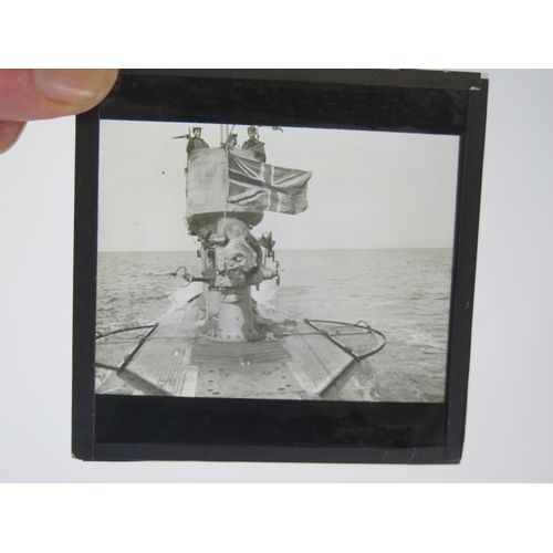 1324 - OF WW1 SUBNARINE INTEREST; a collection of 35 Admiralty glass slides relating to patrols of E14 and ... 