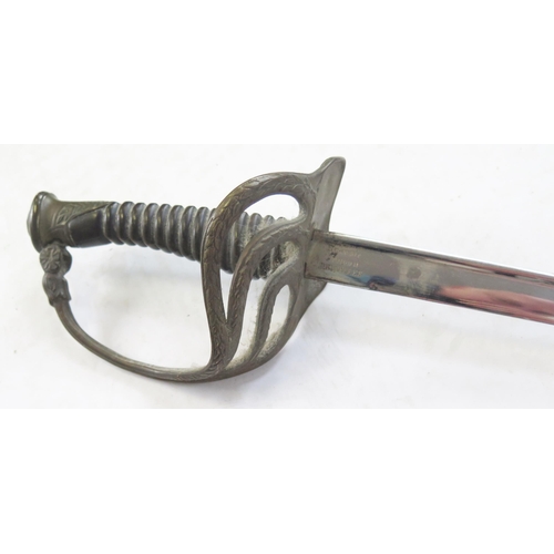 1340 - A late 19th century Belgium cavalry officers sword, 87cm single edged blade signed Auguste Fonson, B... 