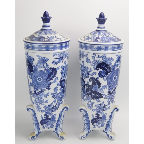 1443 - A pair of Spode pottery Statements vases and covers, decorated in the Worcester Wheel pattern, of ta... 