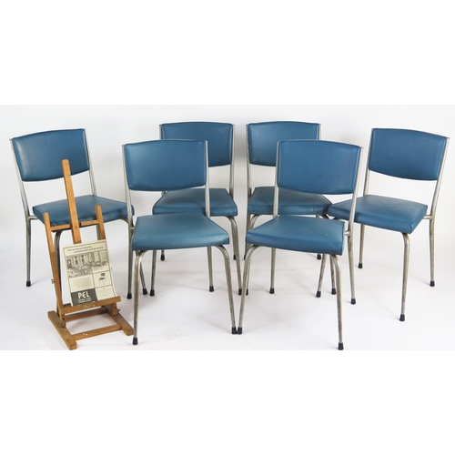 1650 - A Set of Six Pel Taper Tube Furniture Canteen Chairs. Sold with original advert from 1959