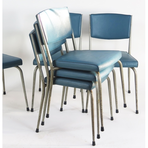 1650 - A Set of Six Pel Taper Tube Furniture Canteen Chairs. Sold with original advert from 1959