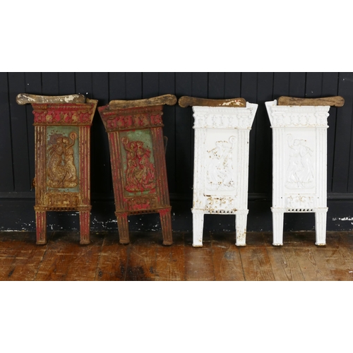 1656 - Two 19th century French Cast Iron theatre Seat Ends decorated with neo classical figures.