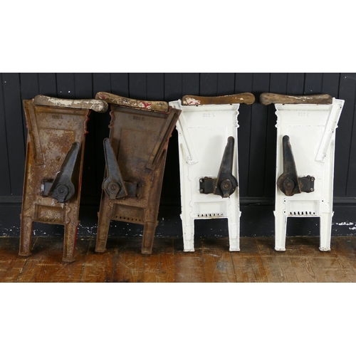 1656 - Two 19th century French Cast Iron theatre Seat Ends decorated with neo classical figures.