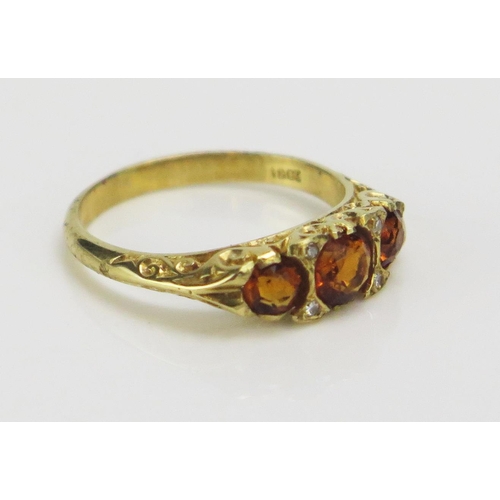 205 - An 18ct Gold, Gem and Diamond Ring, size O, stamped 18CT, 4.28g