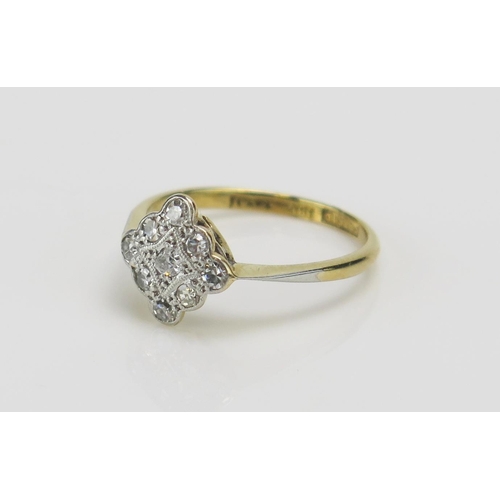 207 - An 18ct Gold and Old Cut Diamond Millegrain Platinum Set Ring, c. 9.6mm head, size K, stamped 18CT&P... 