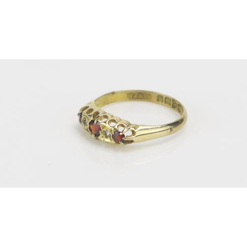 210 - An Antique 18ct Gold, Ruby and gem Set Ring, size O.25, Chester 1916, W&HLD, 2.66g