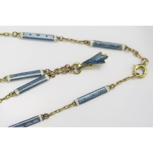 214 - An Antique High Carat Precious Yellow Metal and Guilloche Enamel Chain with a clip and a ring clasp,... 