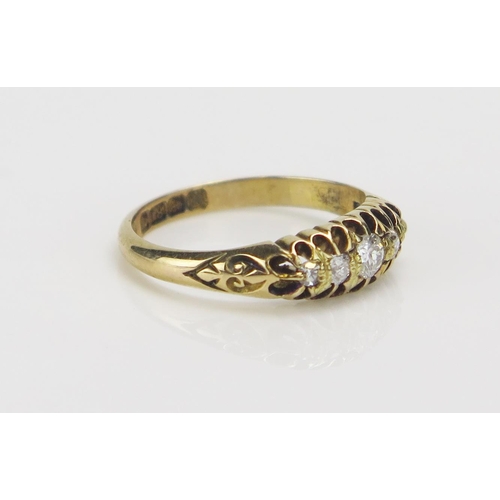 215 - An Antique 18ct Gold and Diamond Five Stone Ring, c. 3.4mm principal stone, size N.5, Birmingham 191... 