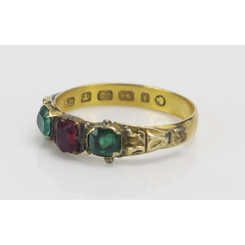 218 - A Victorian 22ct Gold and Paste Ring, size L, Birmingham 1853, SH, 2.43g