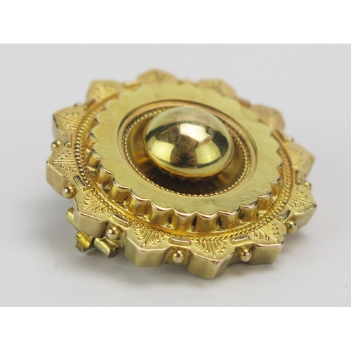 3 - A Victorian High Carat Precious Yellow Metal Locket Back Shield Brooch with RD. stamp, KEE tests as ... 