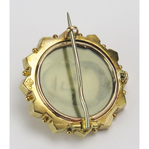 3 - A Victorian High Carat Precious Yellow Metal Locket Back Shield Brooch with RD. stamp, KEE tests as ... 