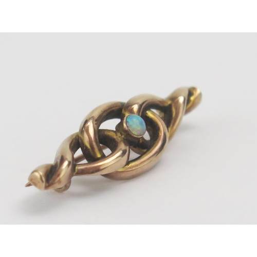 32 - An Antique 9ct Gold and Opal Brooch, 36.3mm, stamped 9Ct MB&Co, 1.49g