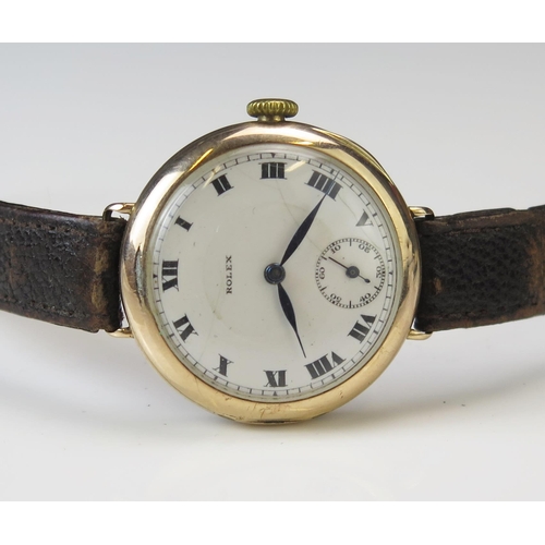 321 - A ROLEX Gent's 9ct Gold Cased Wristwatch, 33.1mm case, 15 jewel manual wind movement, Glasgow 1923 i... 