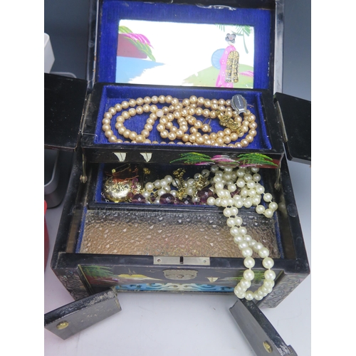 330 - An Opaline Glass and Paste Necklace and Earring Set and other silver and costume jewellery