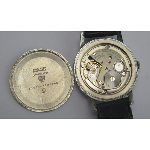 335 - A TISSOT Gent's Steel Cased Wristwatch, 33.7mm diam., case back no. 41014-42014-6, caliber 781, move... 